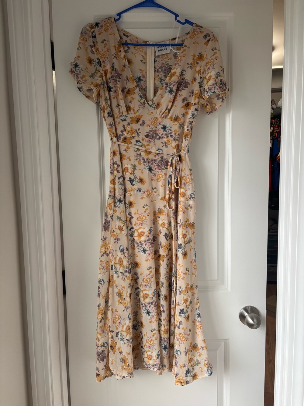 Hello Molly Cream Floral Midi Wrap Dress